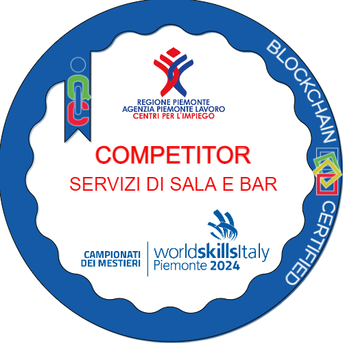 Competitor Servizi di sala e bar ai Campionati dei Mestieri WorldSkills Piemonte 2024.
